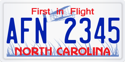 NC license plate AFN2345