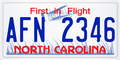 NC license plate AFN2346