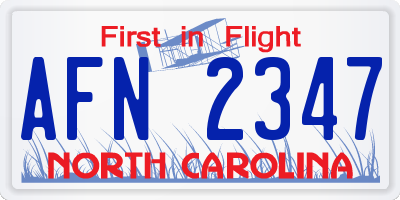 NC license plate AFN2347