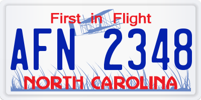 NC license plate AFN2348