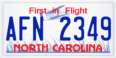 NC license plate AFN2349