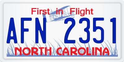 NC license plate AFN2351