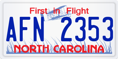NC license plate AFN2353