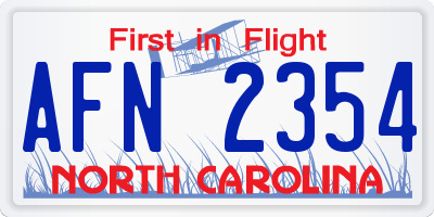 NC license plate AFN2354