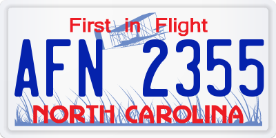 NC license plate AFN2355