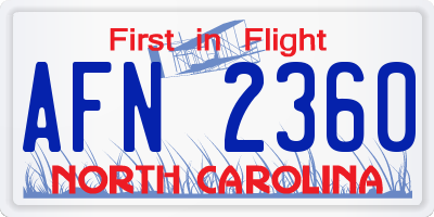 NC license plate AFN2360