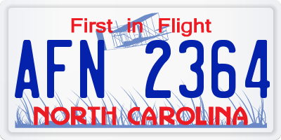 NC license plate AFN2364