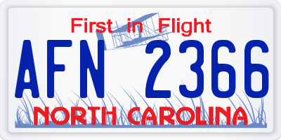 NC license plate AFN2366