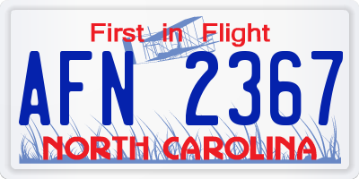 NC license plate AFN2367