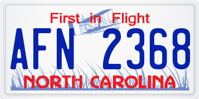 NC license plate AFN2368