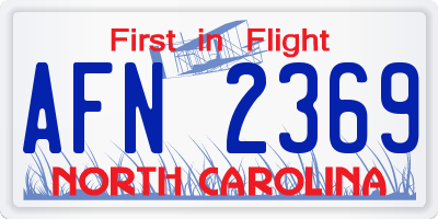 NC license plate AFN2369