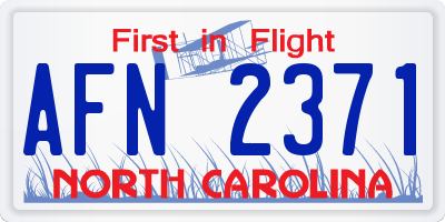 NC license plate AFN2371