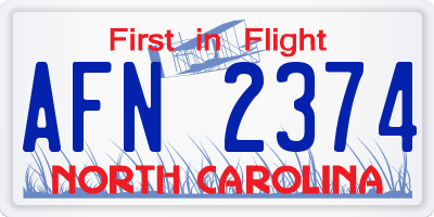 NC license plate AFN2374