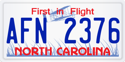 NC license plate AFN2376