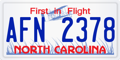 NC license plate AFN2378