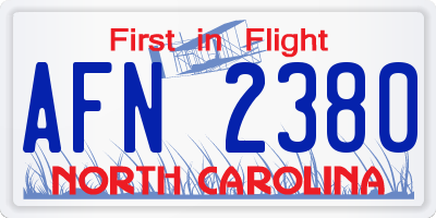 NC license plate AFN2380