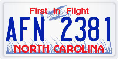 NC license plate AFN2381