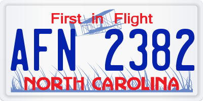 NC license plate AFN2382