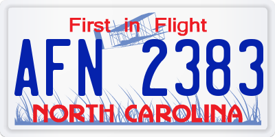 NC license plate AFN2383