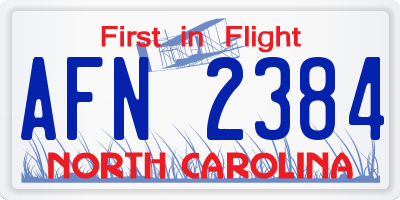 NC license plate AFN2384