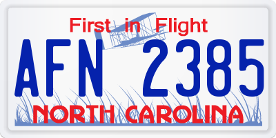 NC license plate AFN2385