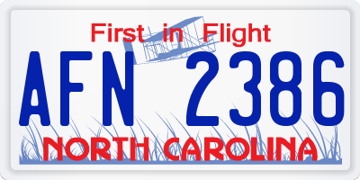 NC license plate AFN2386