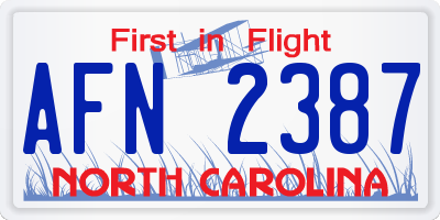 NC license plate AFN2387