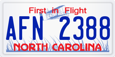 NC license plate AFN2388