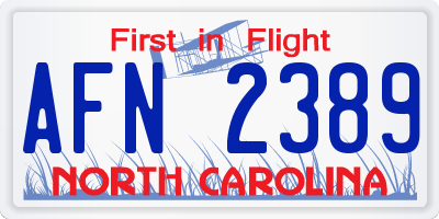 NC license plate AFN2389