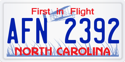 NC license plate AFN2392