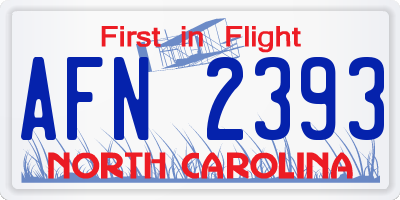 NC license plate AFN2393