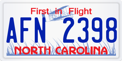 NC license plate AFN2398