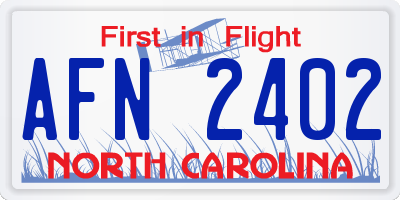 NC license plate AFN2402