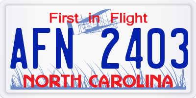 NC license plate AFN2403
