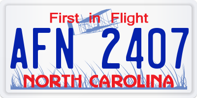 NC license plate AFN2407
