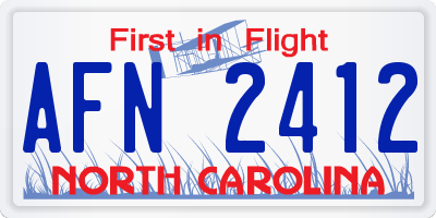 NC license plate AFN2412