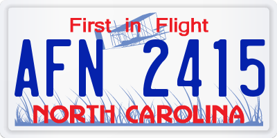 NC license plate AFN2415