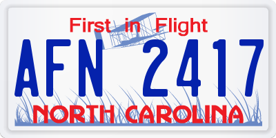 NC license plate AFN2417