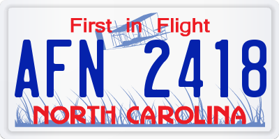NC license plate AFN2418