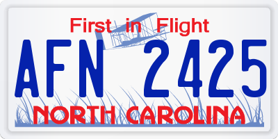 NC license plate AFN2425