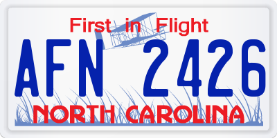 NC license plate AFN2426
