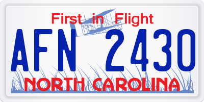 NC license plate AFN2430