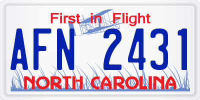 NC license plate AFN2431
