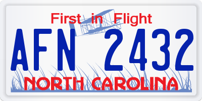 NC license plate AFN2432
