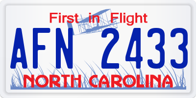 NC license plate AFN2433