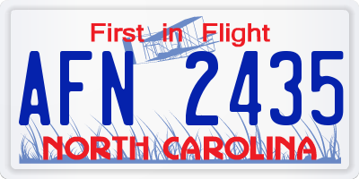 NC license plate AFN2435