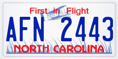 NC license plate AFN2443