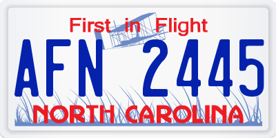 NC license plate AFN2445