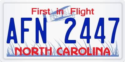 NC license plate AFN2447