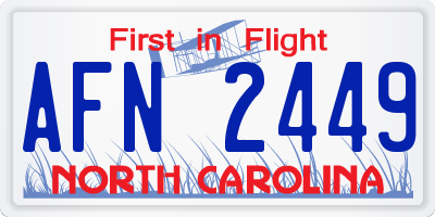 NC license plate AFN2449